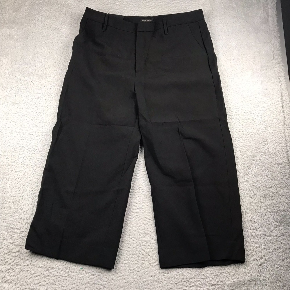 Banana Republic Wide Leg Crop Dress Pants Womens 18 Black Washable Stretch NEW